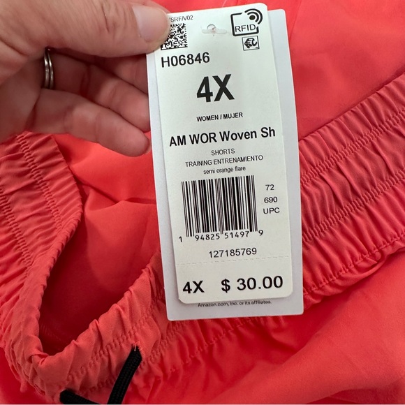 NWT Reebok Woven Workout Shorts 4X Coral - Picture 3 of 4